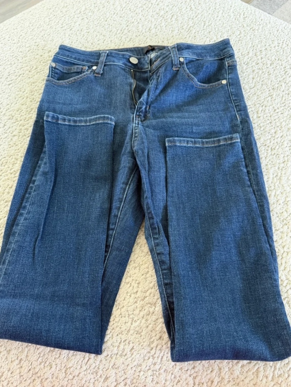 Quince Dark Blue Skinny Jeans with Front Patch Panels